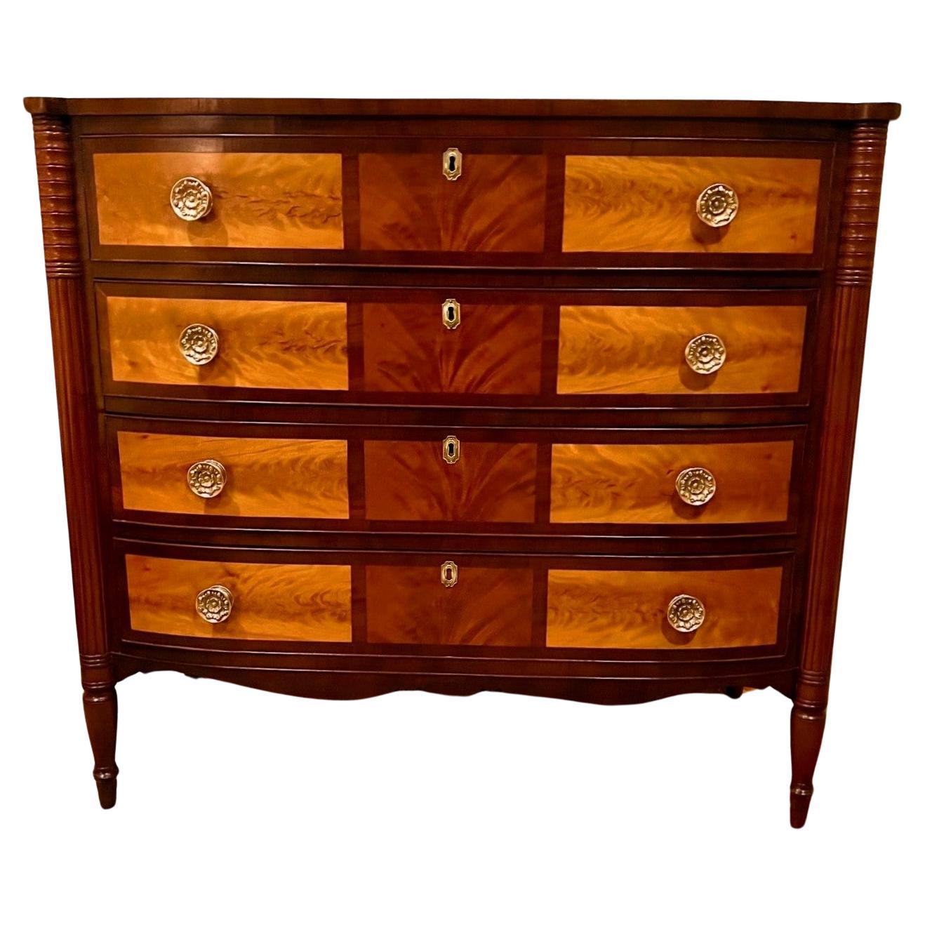 Federal Swell-Front 4-Drawer Chest, New England, Circa:1810