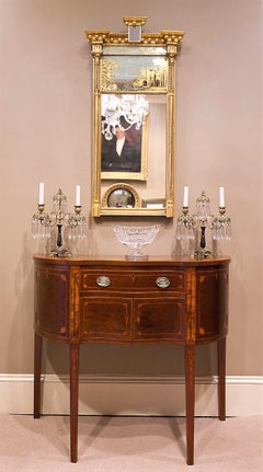 Federal Tabernacle-Form Mirror with Eglomise Panel, circa 1805, New England