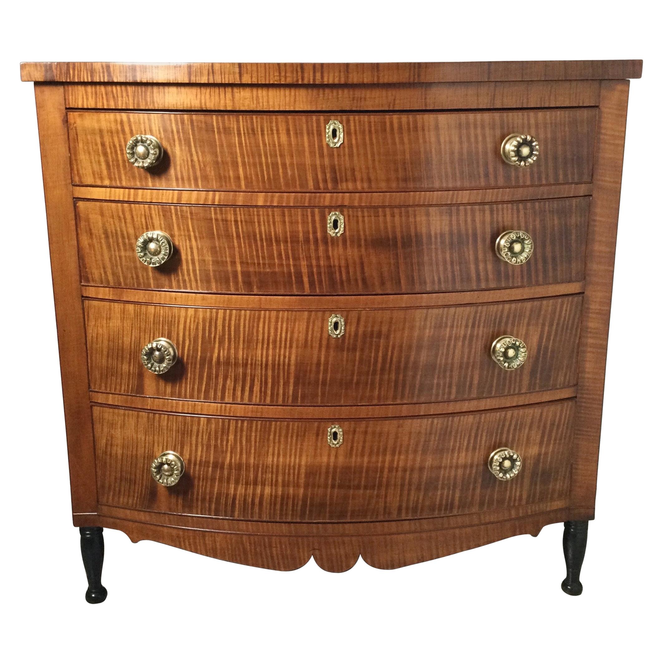 Beautiful Tiger Maple Federal Chest of Drawers at 1stDibs