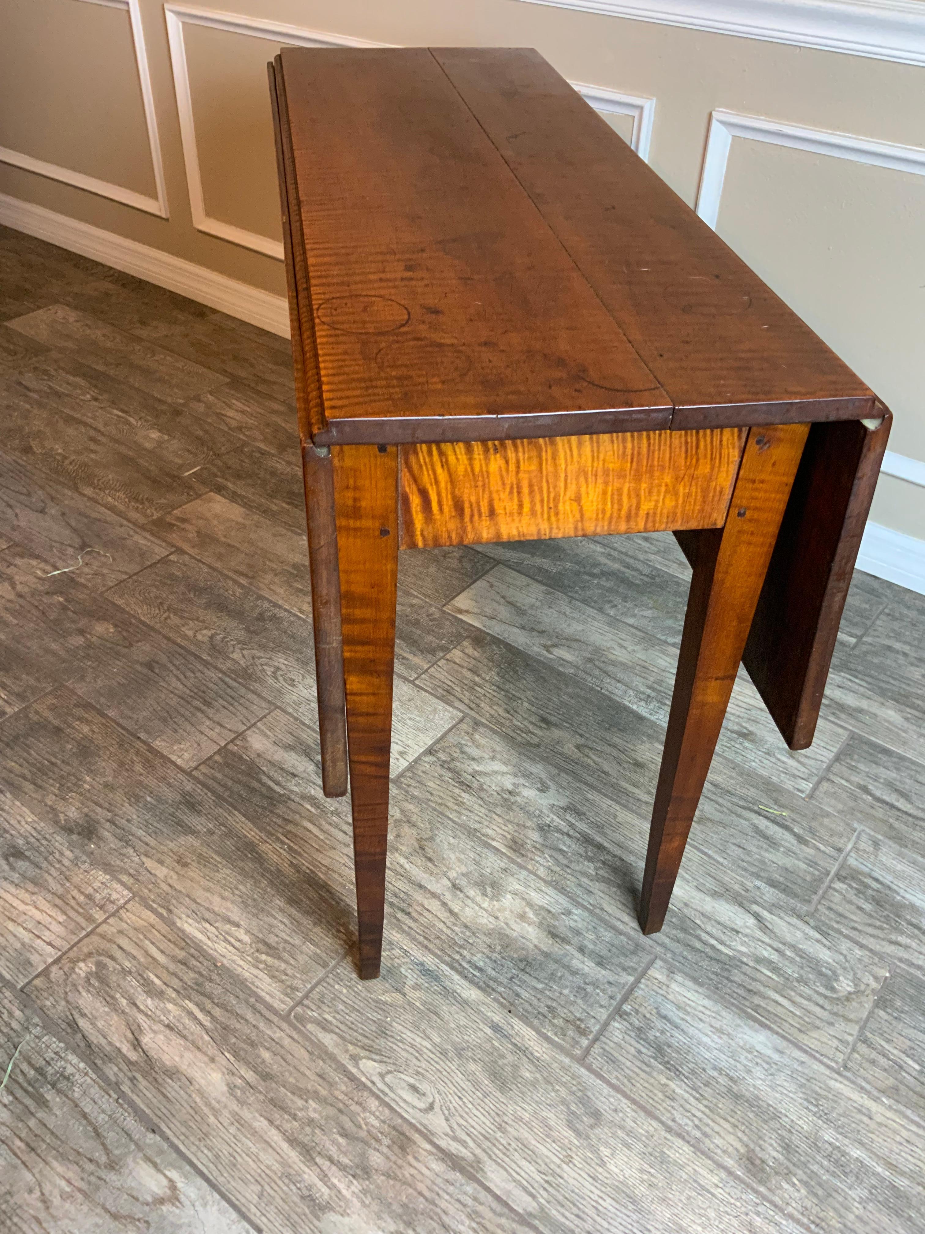 Unknown Federal Tiger Maple Drop Leaf Table