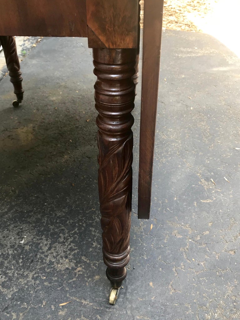 Federal Tobacco Leaf Carved Leg Table For Sale at 1stDibs
