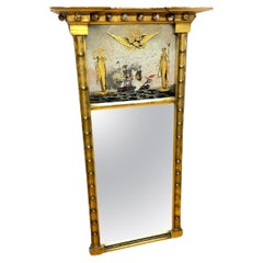 Federal. Trumeau Mirror With Reverse Painted Maritime Scene