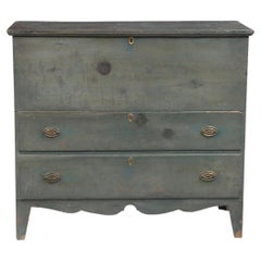 Federal Two Drawer Blanket Chest In Original Blue Paint Circa 1810