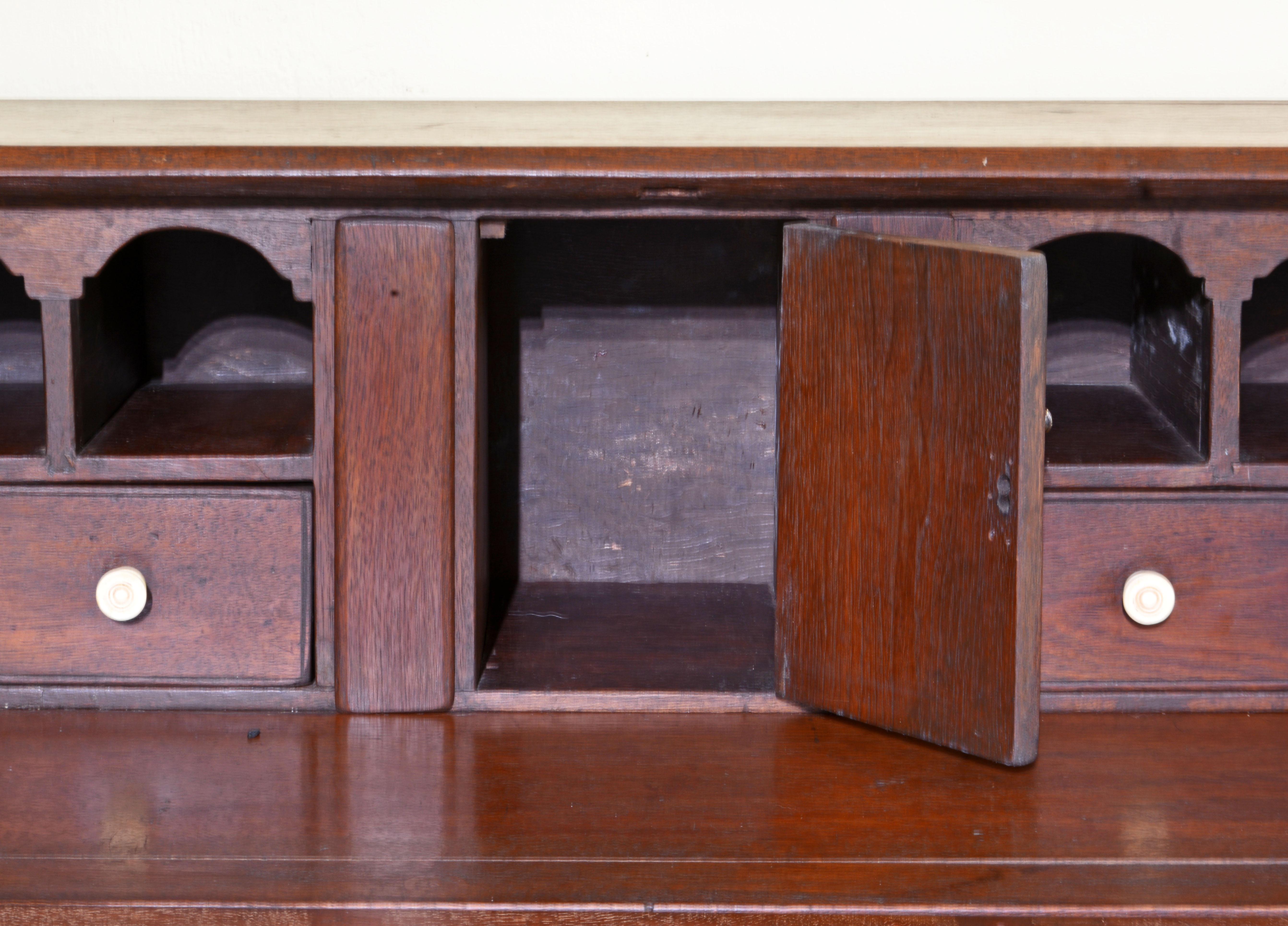 Brass Southern Federal Walnut Slant Front Desk, Piedmont Region Virginia 1800-1820