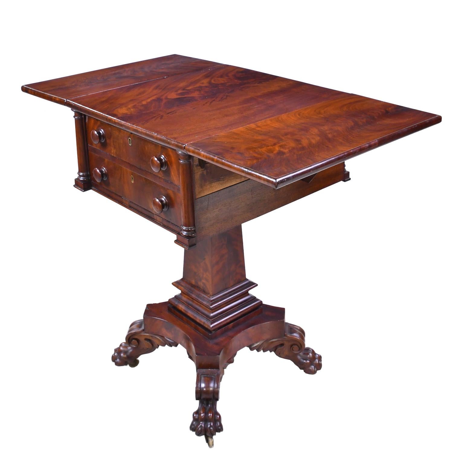 Turned Antique Federal Mahogany Work Table/ Nightstand Attributed to Isaac Vose, Boston For Sale