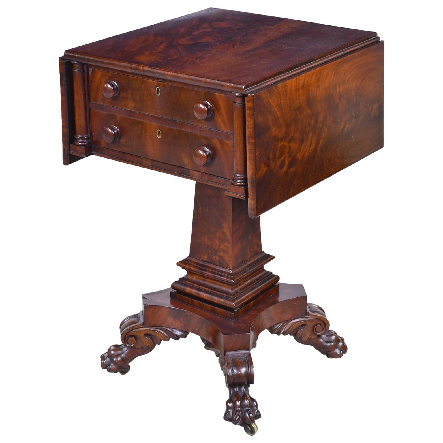 Antique Federal Mahogany Work Table/ Nightstand Attributed to Isaac Vose, Boston For Sale