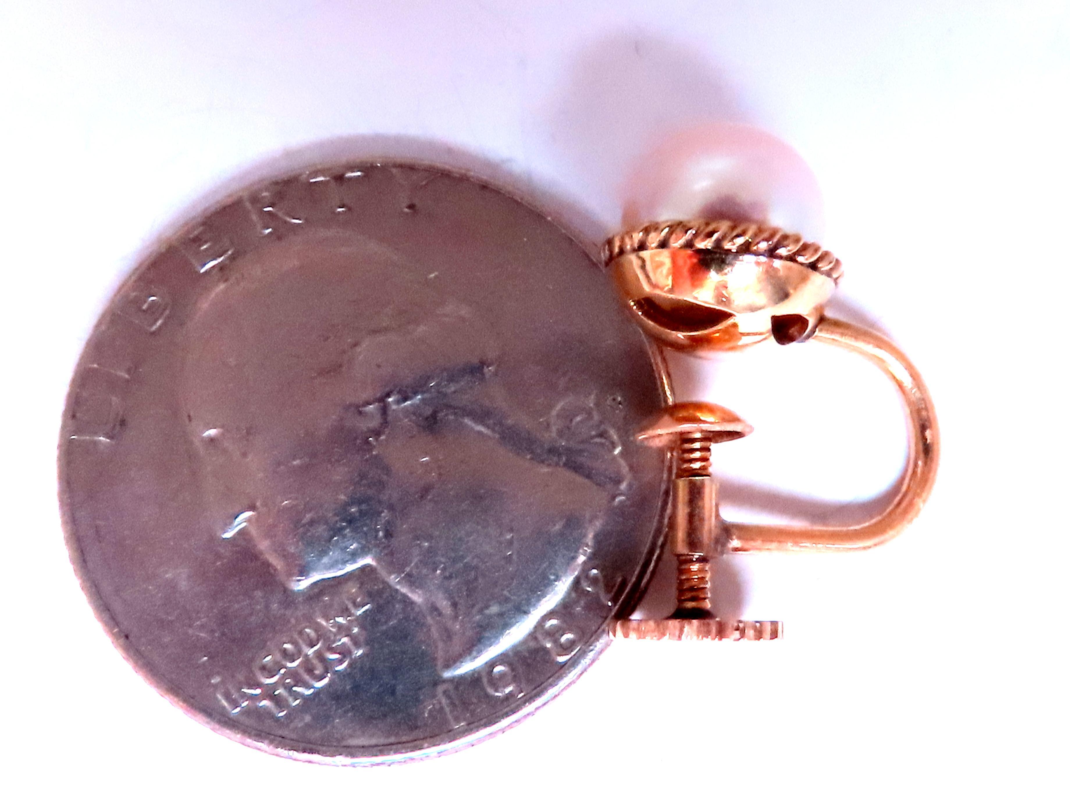 Federalist 7,50 mm Vintage Perle Functional Lobe Schrauben-Ohrringe 14kt Gold 12598, Federalist (Kugelschliff) im Angebot