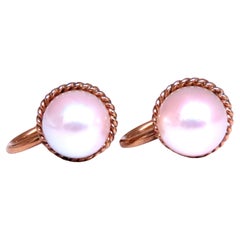 Federalist 7.50mm Vintage Pearl Functional Lobe Screw Earrings 14kt gold 12598*
