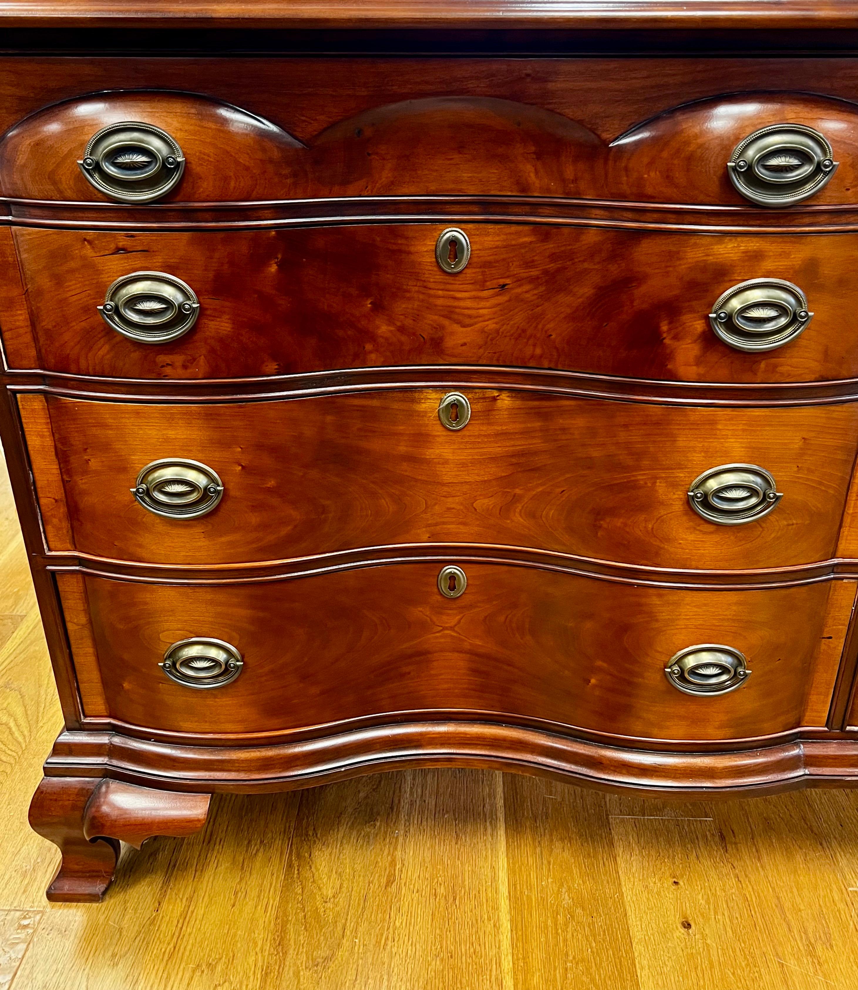 American Federalist Furniture Grand Mahogany Double Serpentine Dresser Chest of Drawers