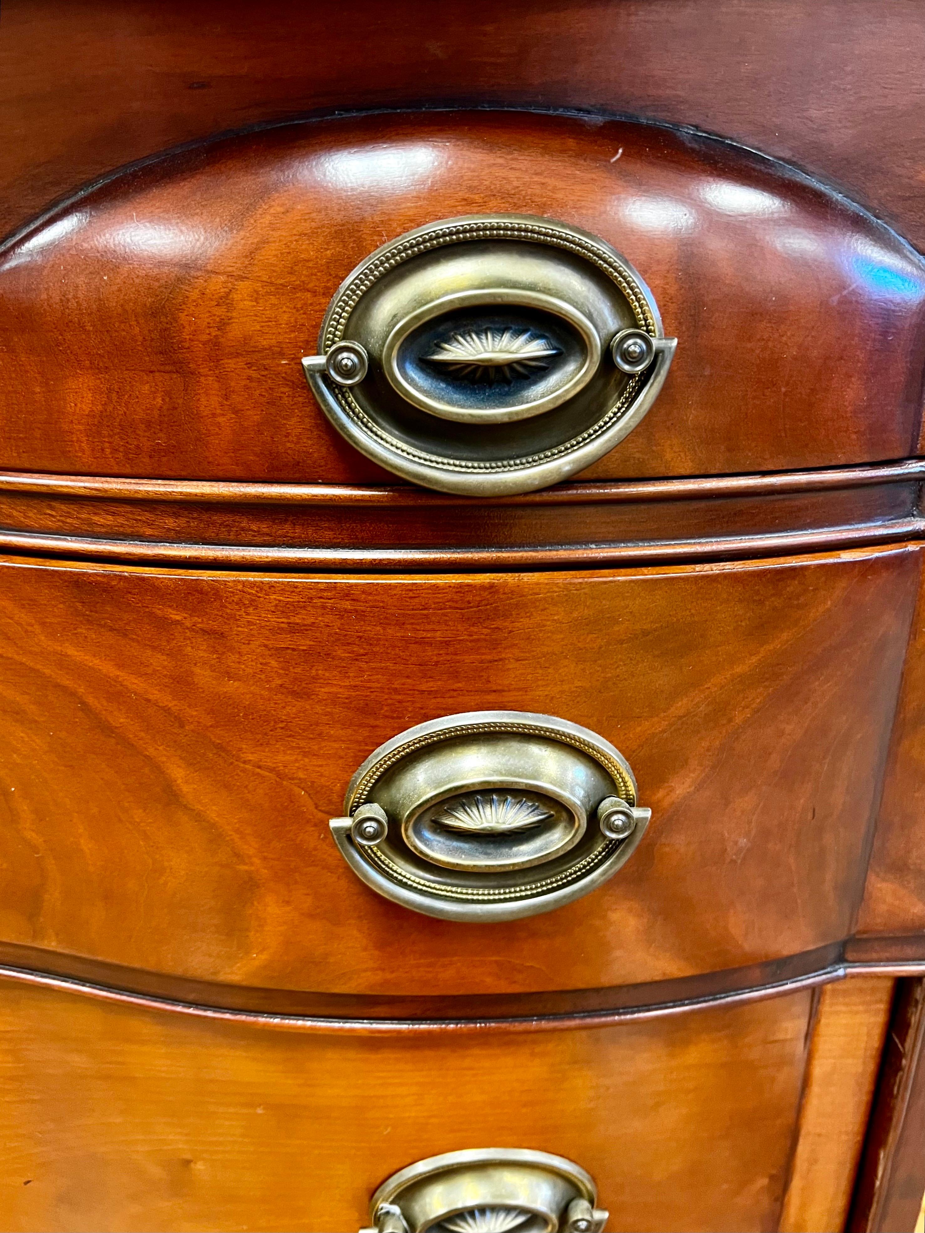 20th Century Federalist Furniture Grand Mahogany Double Serpentine Dresser Chest of Drawers