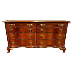 Federalist Furniture Grand Mahogany Double Serpentine Dresser Chest of Drawers
