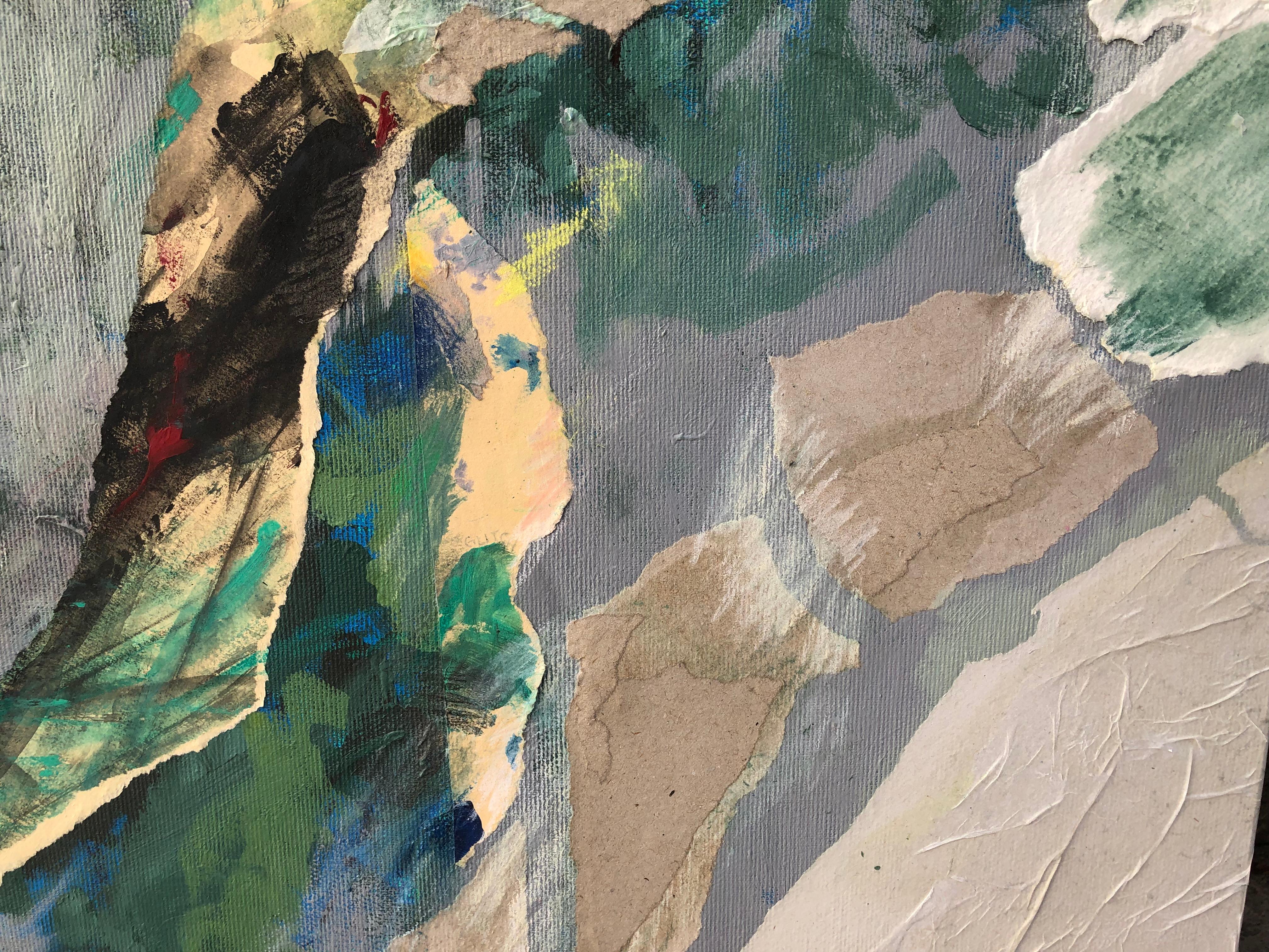 « Torrent » - Peinture abstraite sur toile texturée en techniques mixtes et collages, 2021 - Expressionnisme abstrait Painting par Federica Aiello Pini