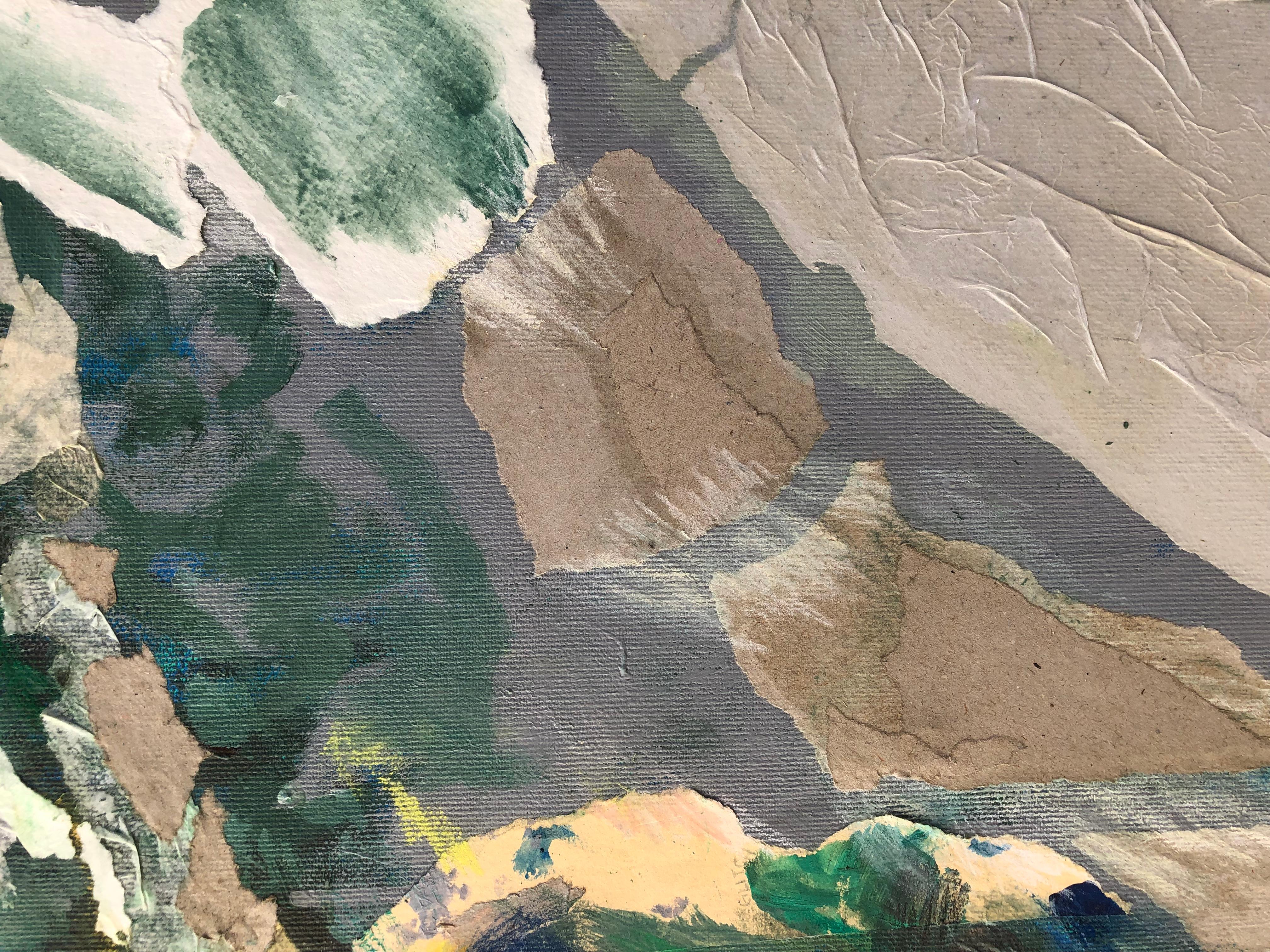 « Torrent » - Peinture abstraite sur toile texturée en techniques mixtes et collages, 2021 en vente 1