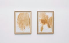 Abstract Earth-Toned Diptych on Paper by Federica Furbelli Contemporary Minimal