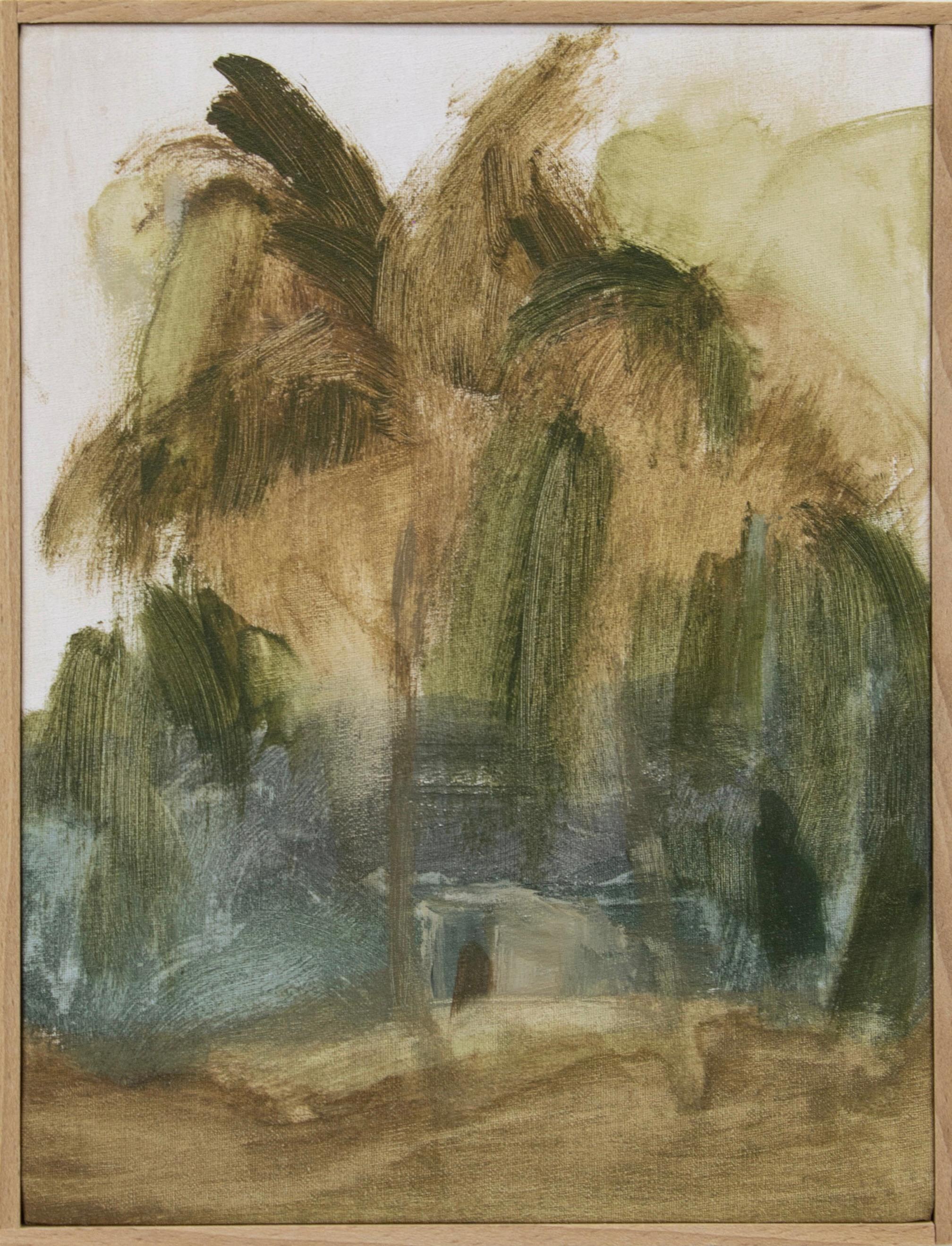 Gedämpfte Waldlandschaft Weiche abstrakte Landschaft Erdtöne von Federica Furbelli im Angebot 2