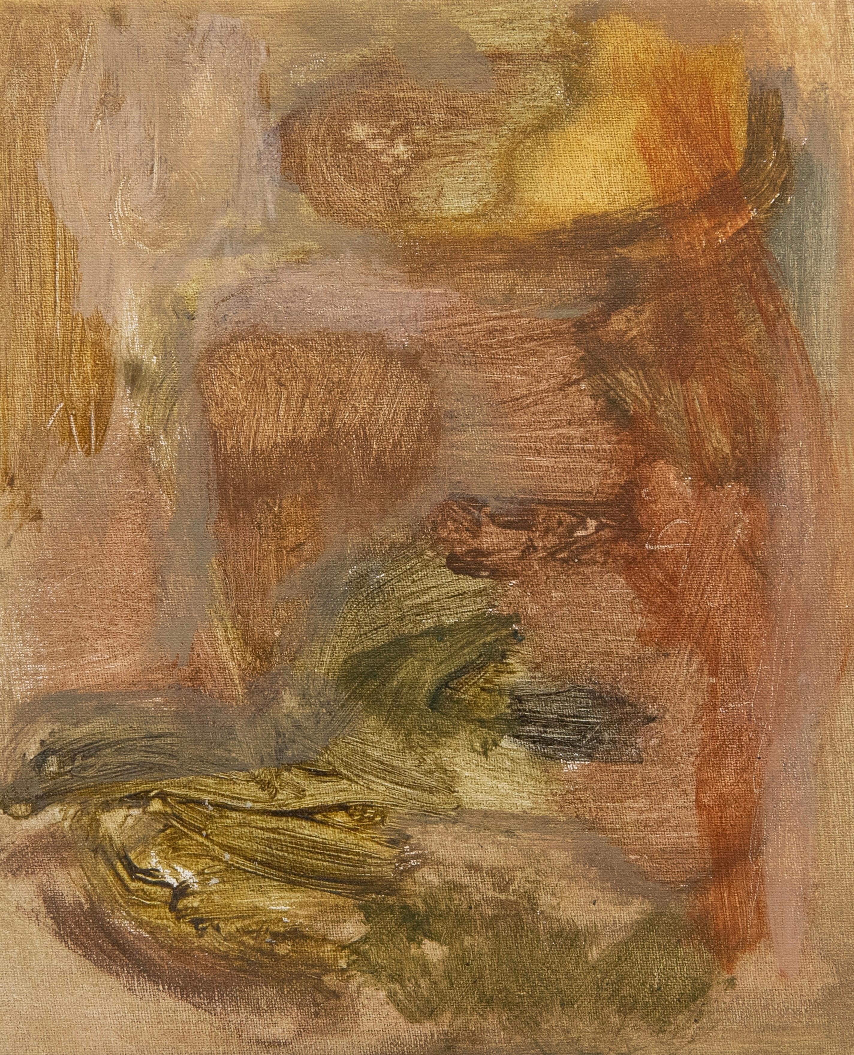 Muted Woodland Soft Abstract Landscape Painting Earth Tones by Federica Furbelli im Angebot 1