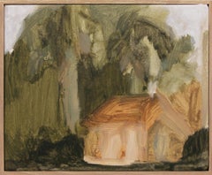 Muted Woodland Soft Abstract Landscape Painting Earth Tones by Federica Furbelli