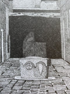 Contemporary romantic glimpse Venice, black white print by Federica Galli