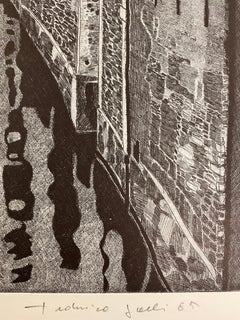 Contemporary Venice landscape - Black White etching by  Federica Galli