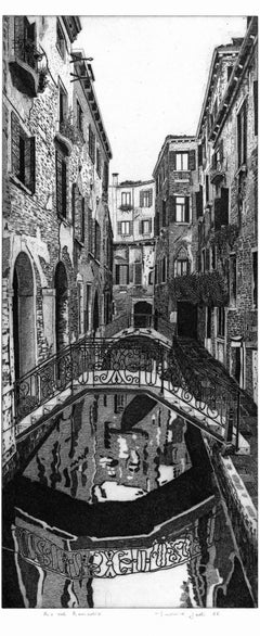Contemporary water landscape of Venice, Rimedio bridge, print by Federica Galli