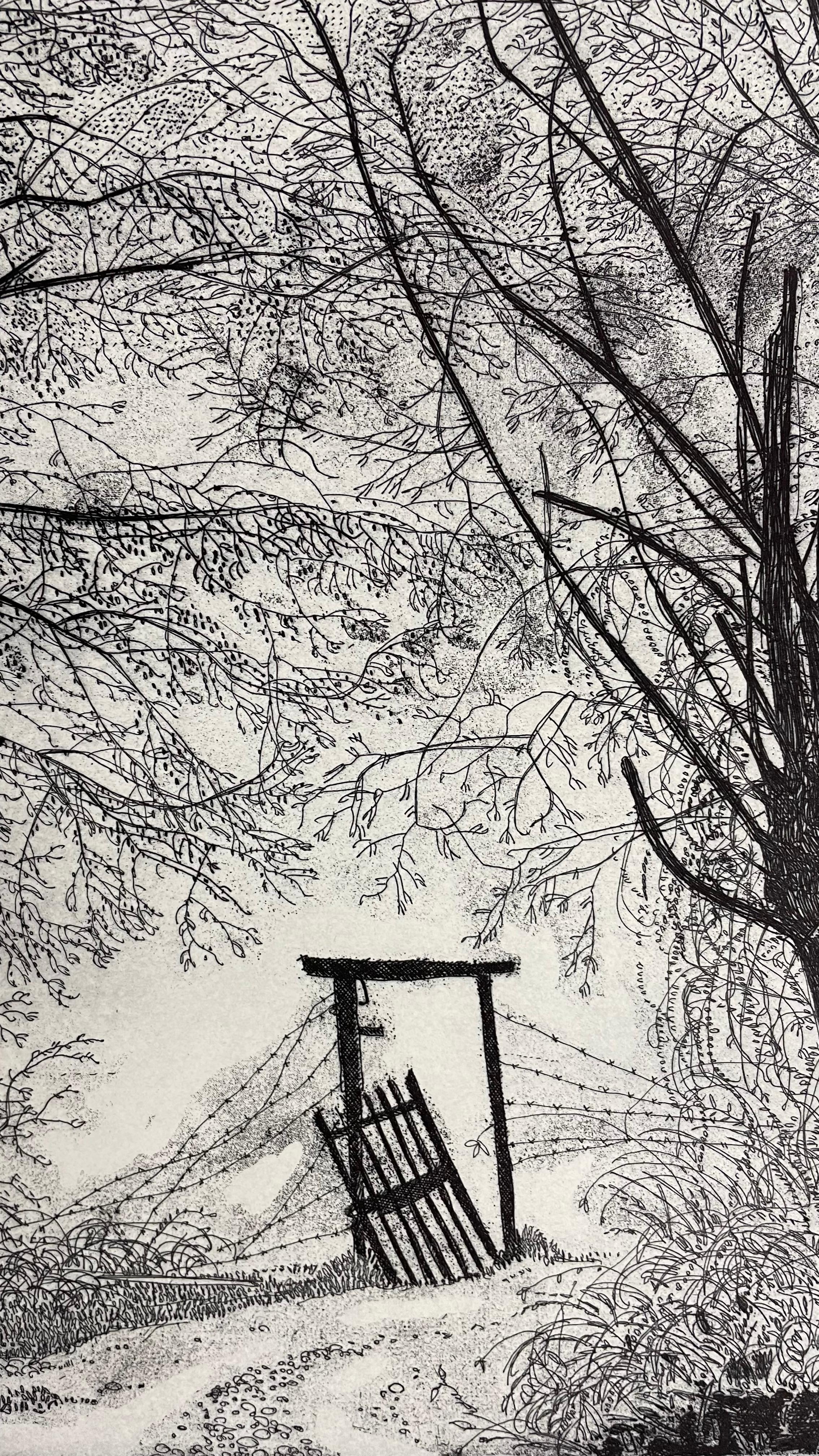 Grabado de un paisaje otoñal a finales de septiembre - Print Realista de Federica Galli