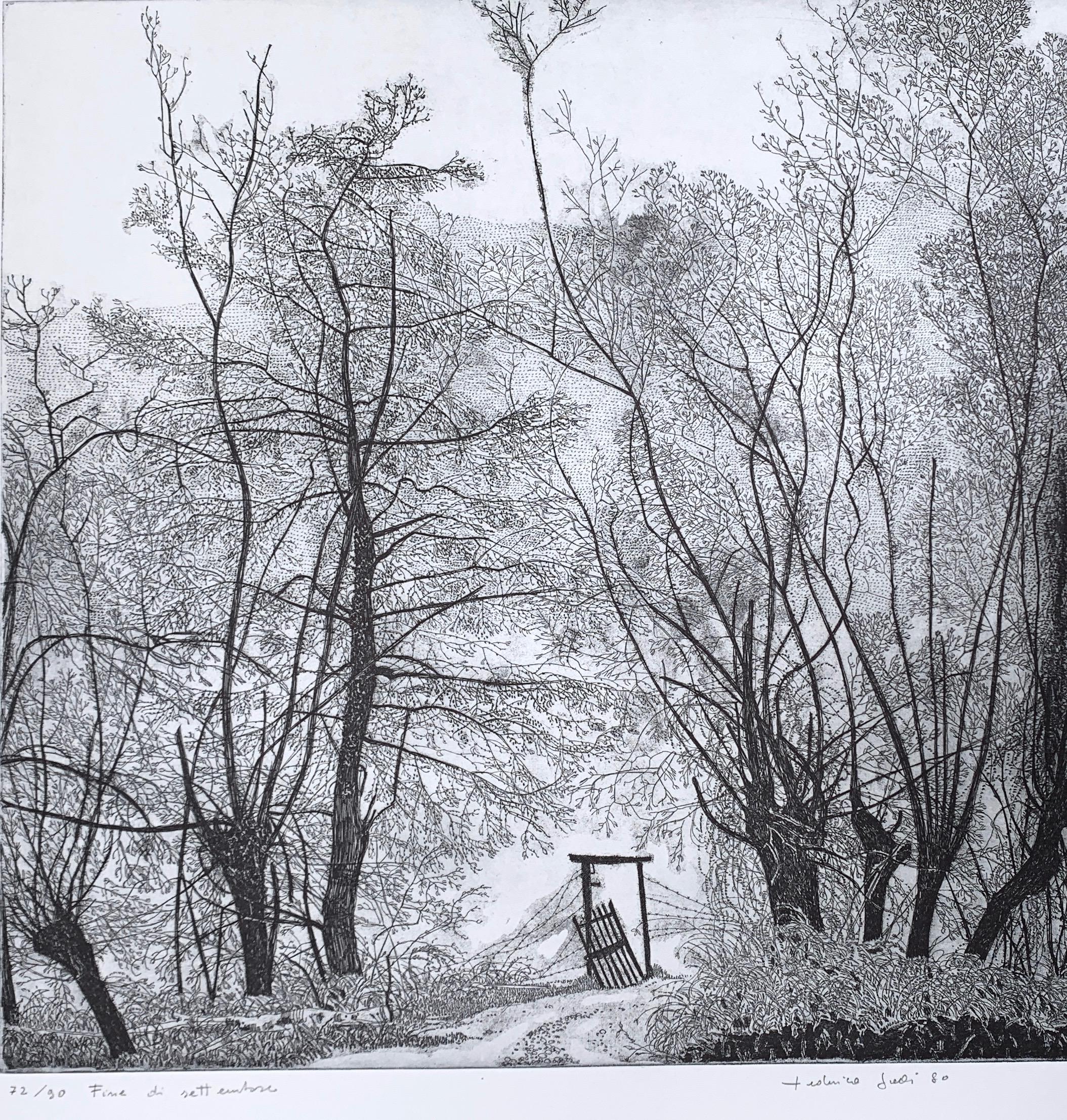 Landscape Print de Federica Galli - Grabado de un paisaje otoñal a finales de septiembre