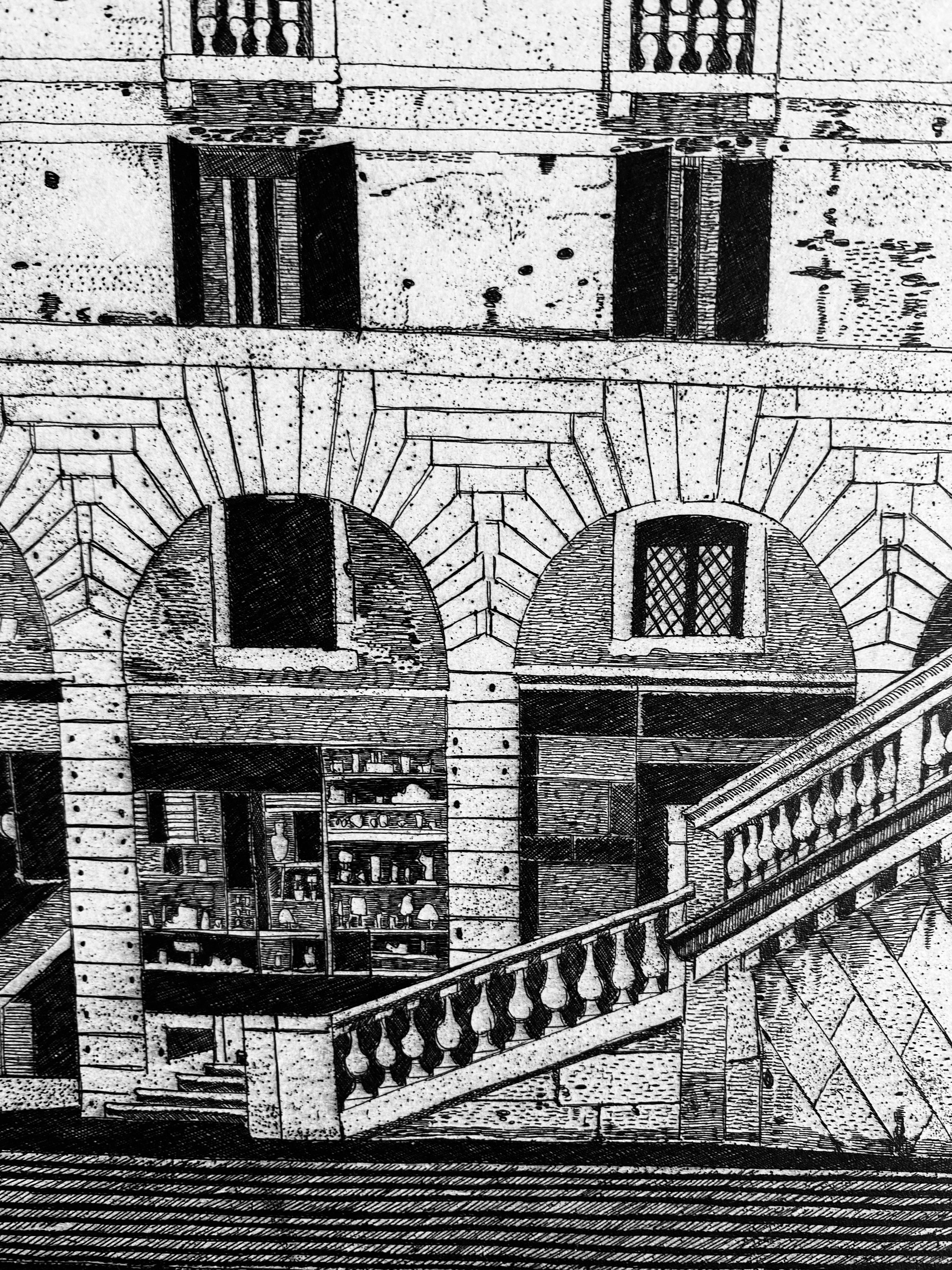 Puente de Rialto en Venecia, impresión romántica contemporánea, grabada por Federica Galli en venta 1