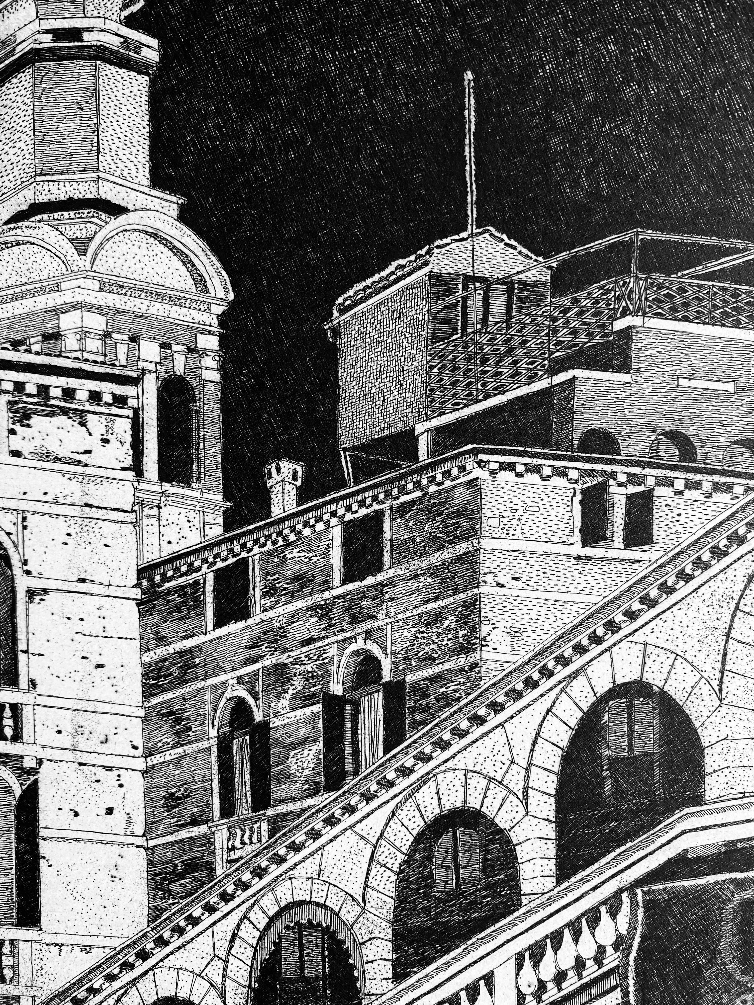 Puente de Rialto en Venecia, impresión romántica contemporánea, grabada por Federica Galli en venta 2