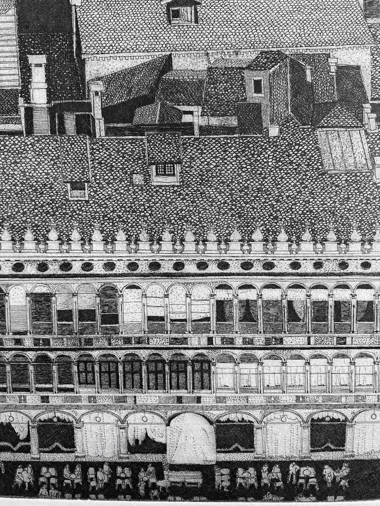 Roofs in Venice, S. Marco place, etching by Italian F. Galli. Limited edition - Print by Federica Galli