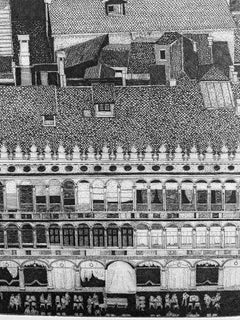 Tetti di Venezia, piazza S. Marco, acquaforte dell'italiano F. Galli. Edizione limitata