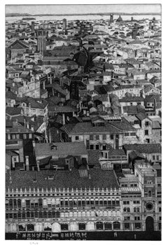 Vintage Roofs in Venice, S. Marco place, etching by Italian F. Galli. Limited edition