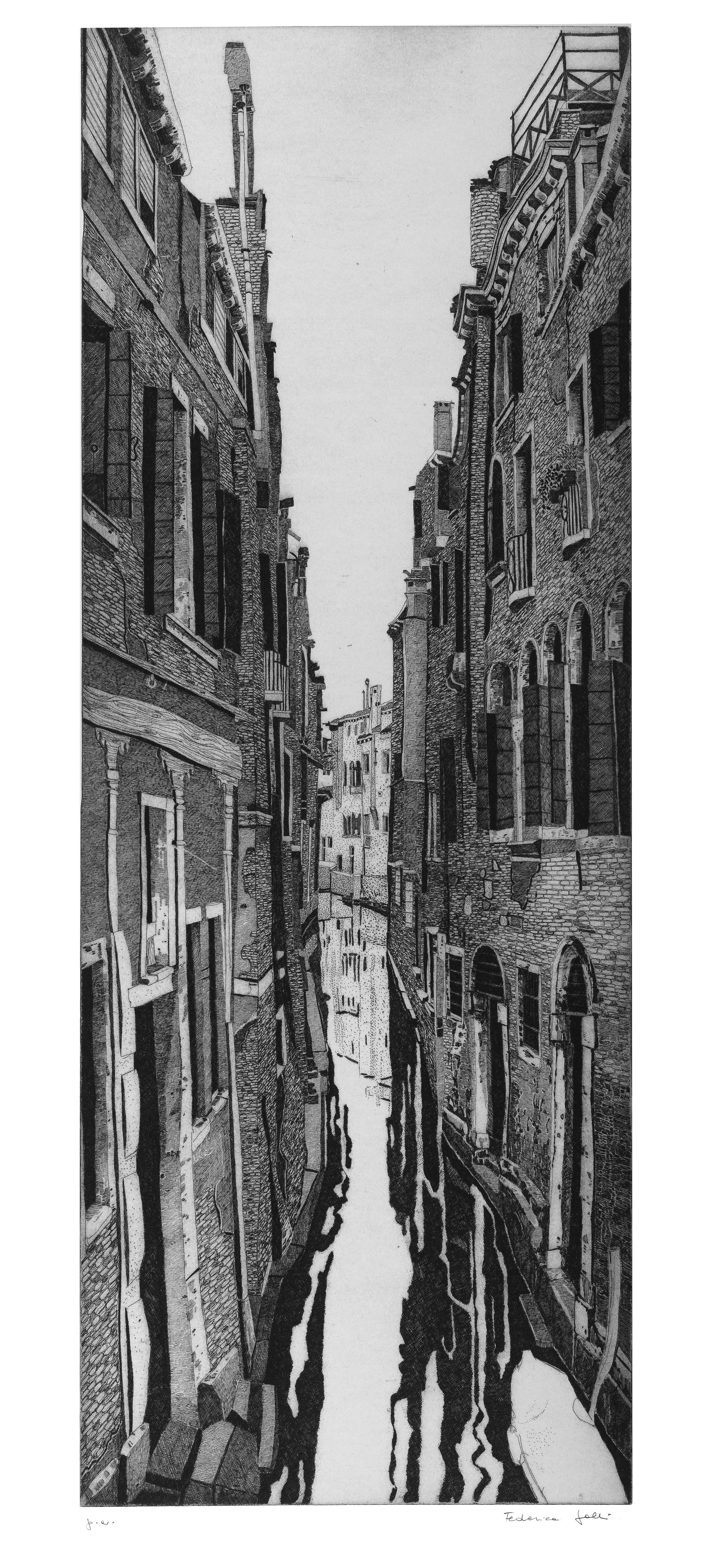 Venice views, rare complete collection, 39 prints different sizes - Black Figurative Print by Federica Galli