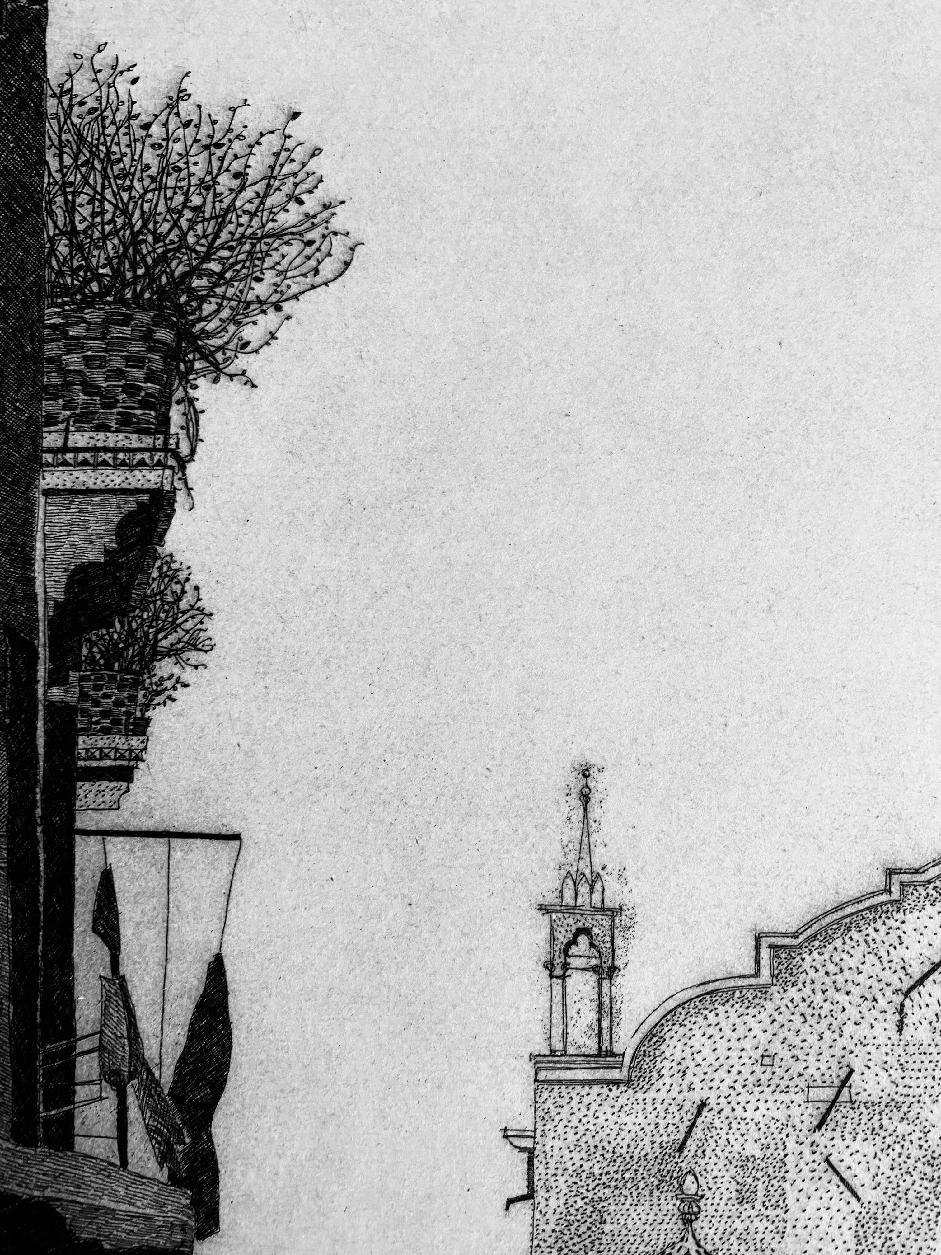 Venezia, Campo de l' Abazia, 1984
plate mm 491 x 243 
Original etching, signed and numbered. Limited edition of 90.

The etching was exhibited last year in the critical retrospective that the city of Milan promoted and set up to mark the tenth