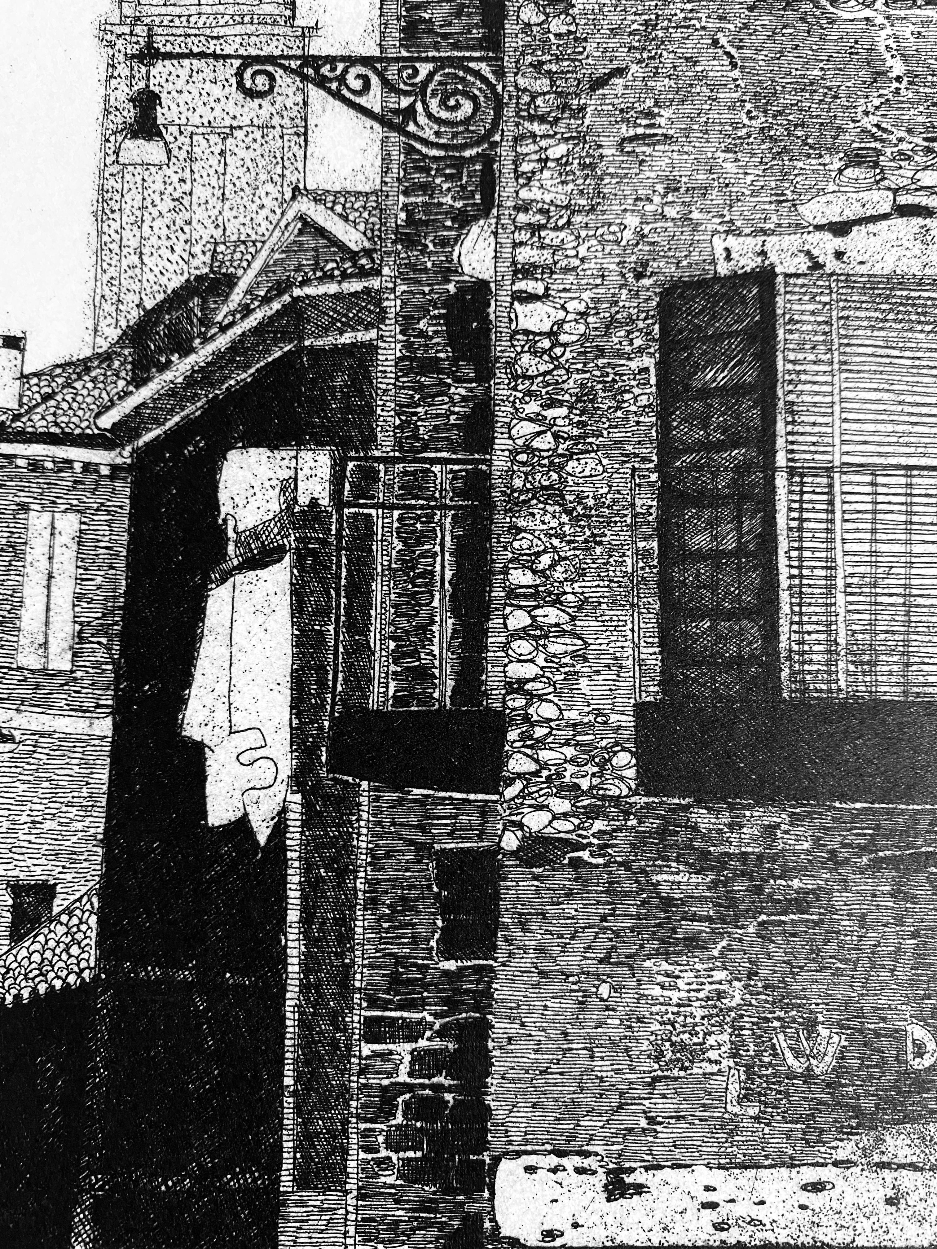 Venice contemporary view, Campo S. Raffaele, black white print by Federica Galli For Sale 1