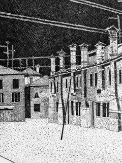 Venice contemporary view - Night Giudecca black and white Federica Galli