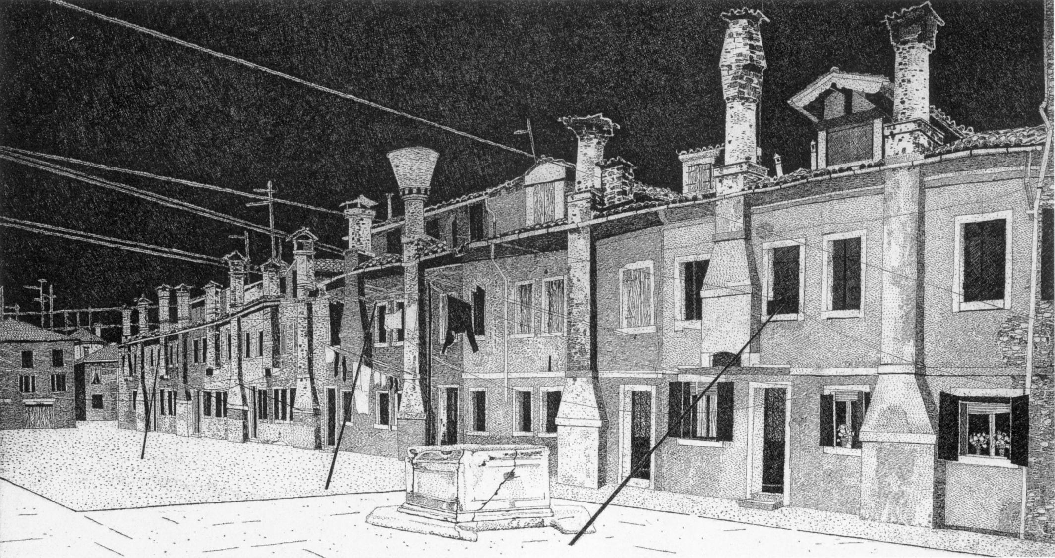 Nocturne Venice landscape, Giudecca, plate mm 343 x 641
Original etching, signed and numbered, limited edition of 90.

Maison Valentino set up the Giudecca for its latest haute couture show, on the occasion of the Biennal di Venezia dl 2022.


The