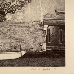 Bois de paysage emblématique de Venise - gravure en noir et blanc par Federica Galli