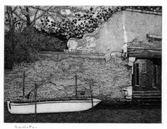 Venecia paisaje barco icónico - Grabado blanco y negro por Federica Galli