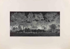 Veduta di Cascina Modena - Acquaforte di Federica Galli - 1981