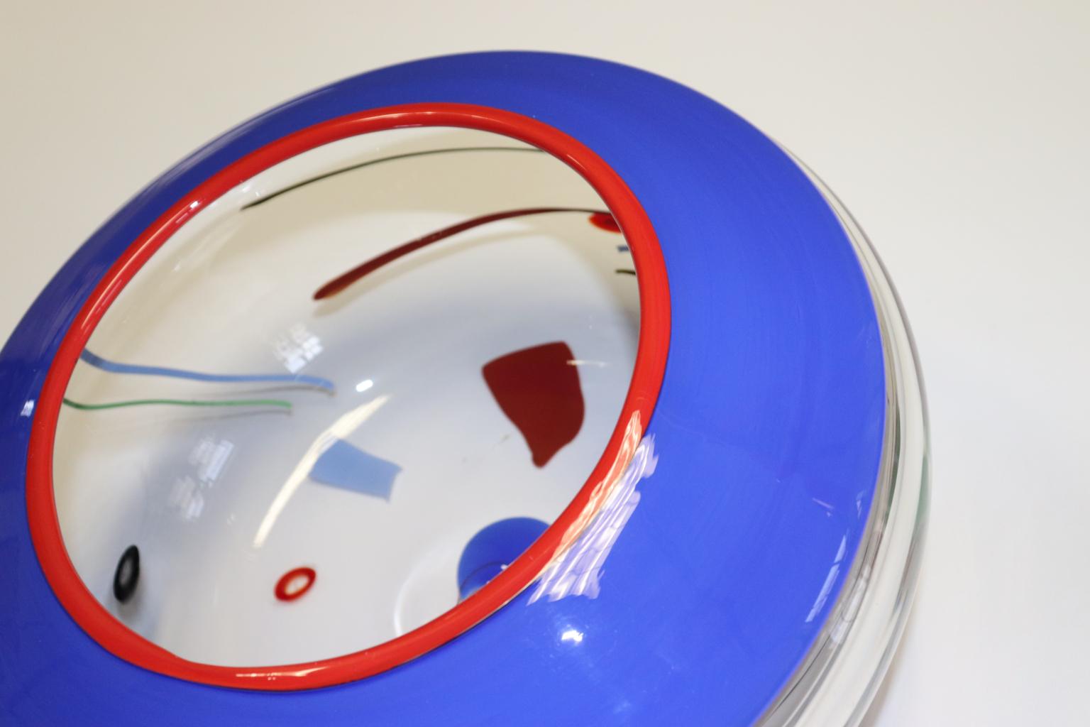 Mid-Century Modern Federica Marangoni Kandinsky Inspired Murano Hand Blown Glass Bowl For Sale