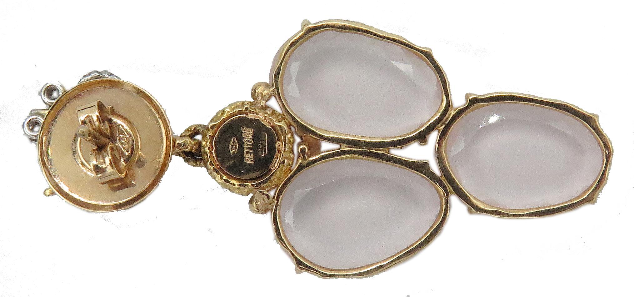 Women's or Men's Federica Rettore Diamond and Quartz 18 Karat Yellow Gold Dangle Earrings