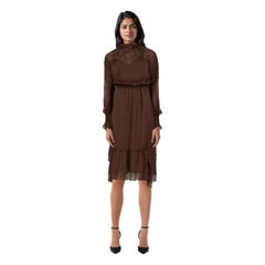 Federica Tosi Brown Silk Sheer Midi Dress Size S