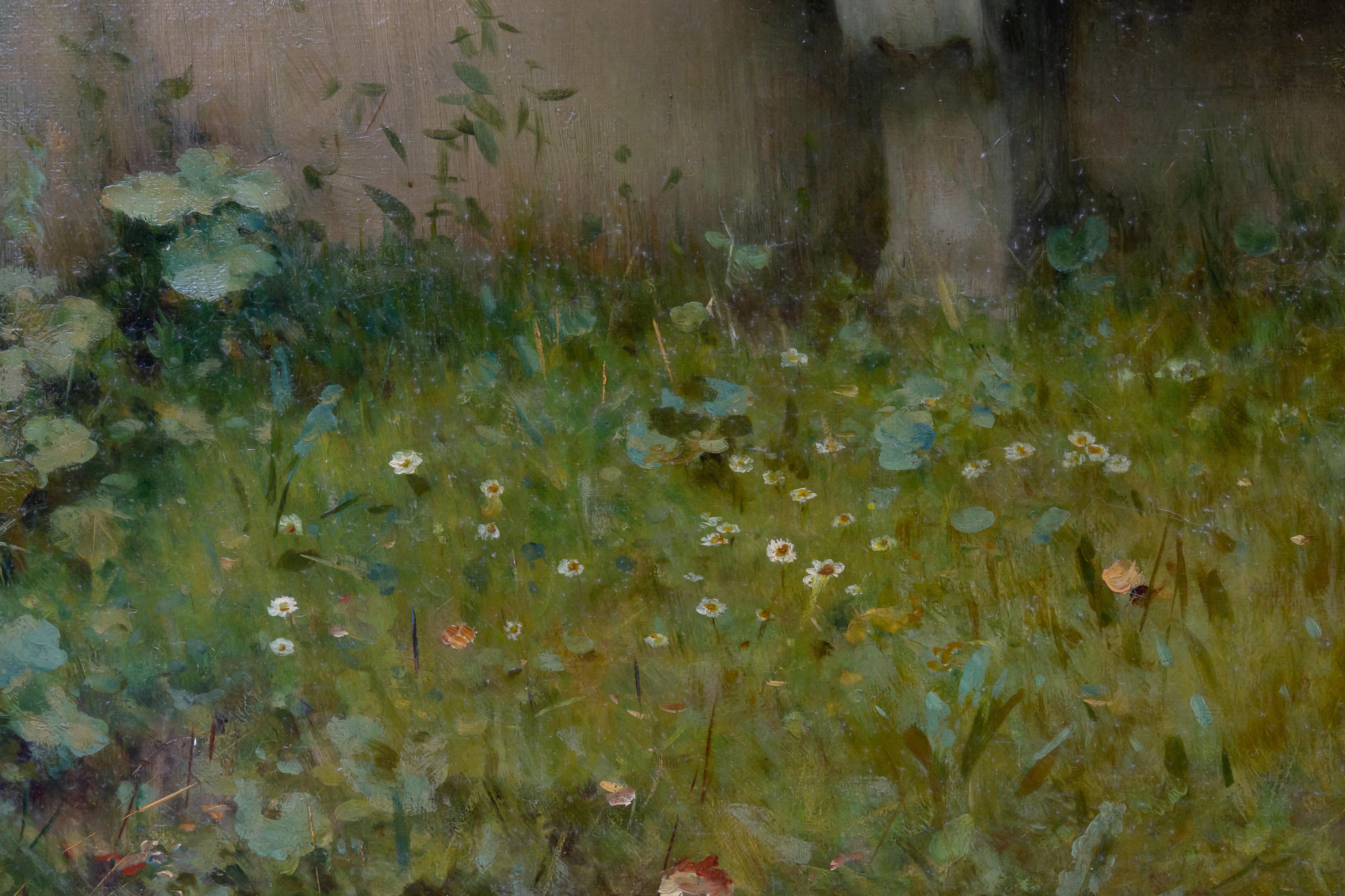 A Tender Moment in a Garden (In Love) Oil on canvas For Sale 9