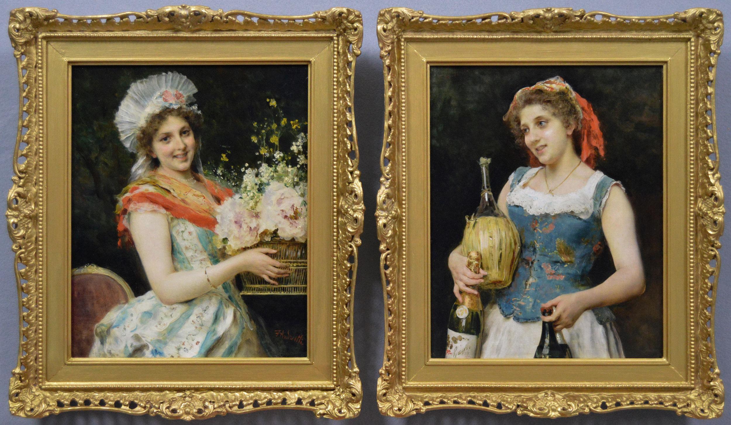 Pair of 19th Century portrait oil paintings of Italian women