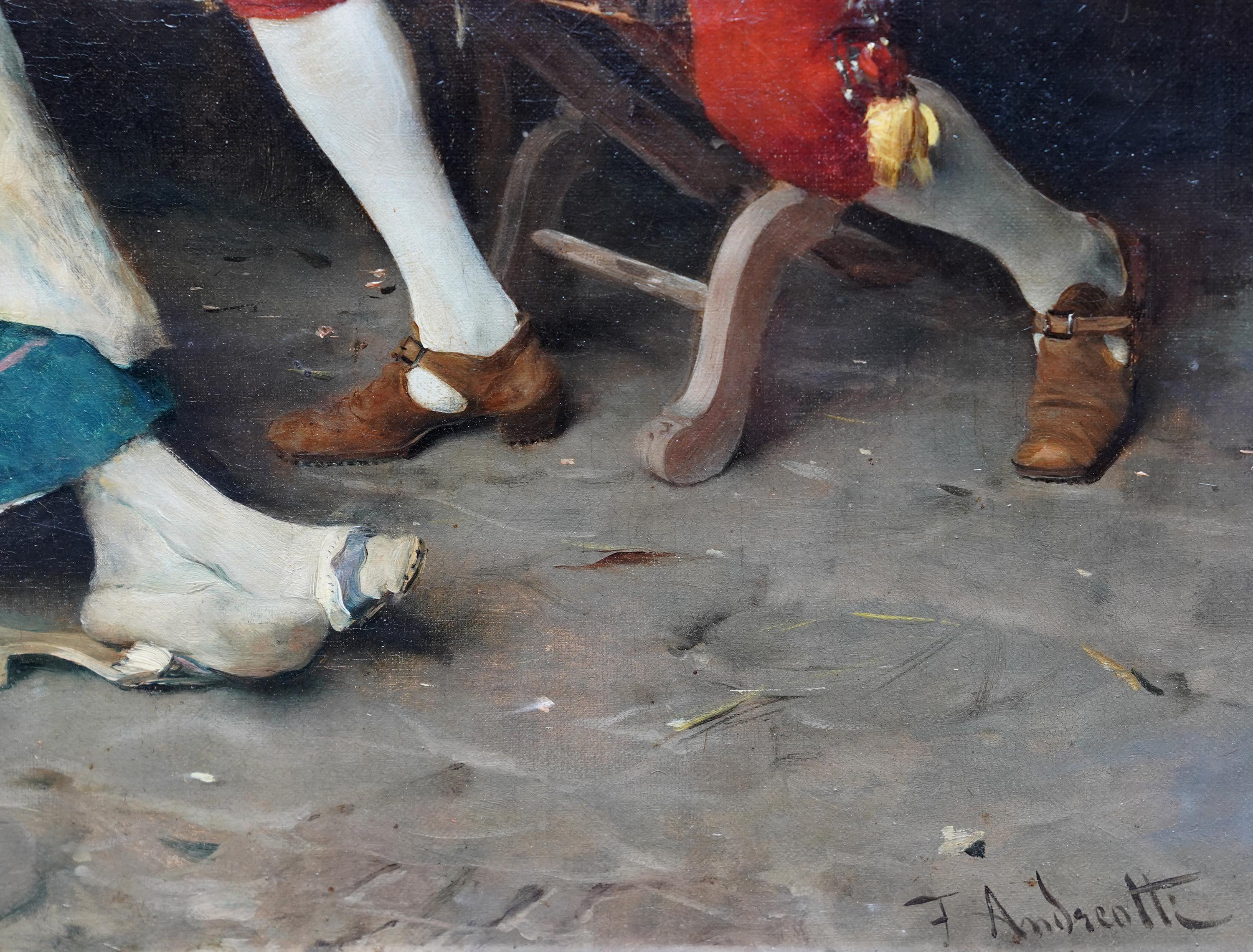 The Serenade - Italienische figurative Ölmalerei von Musikern aus dem 19. Jahrhundert im Angebot 6