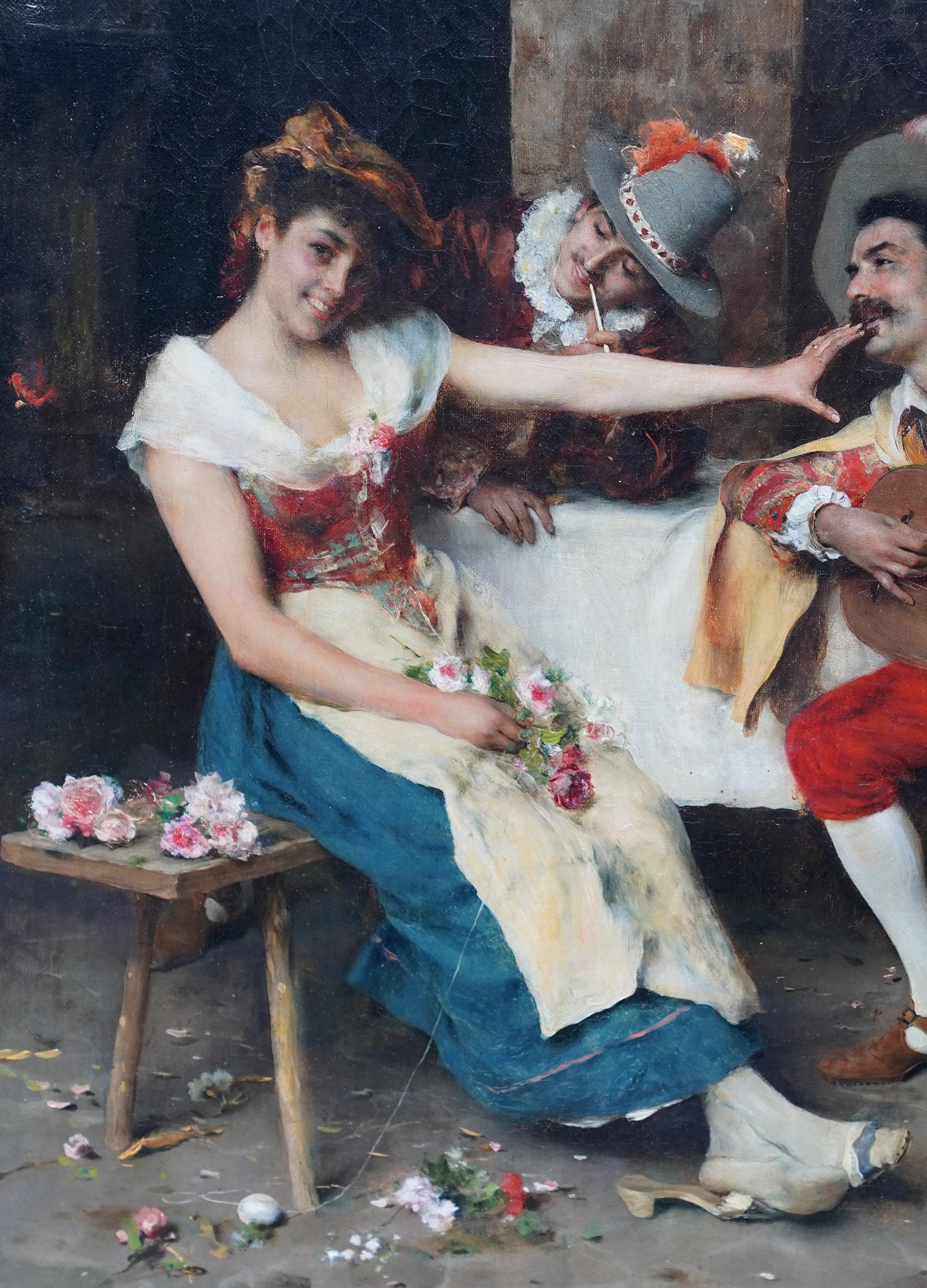 The Serenade - Italienische figurative Ölmalerei von Musikern aus dem 19. Jahrhundert im Angebot 2
