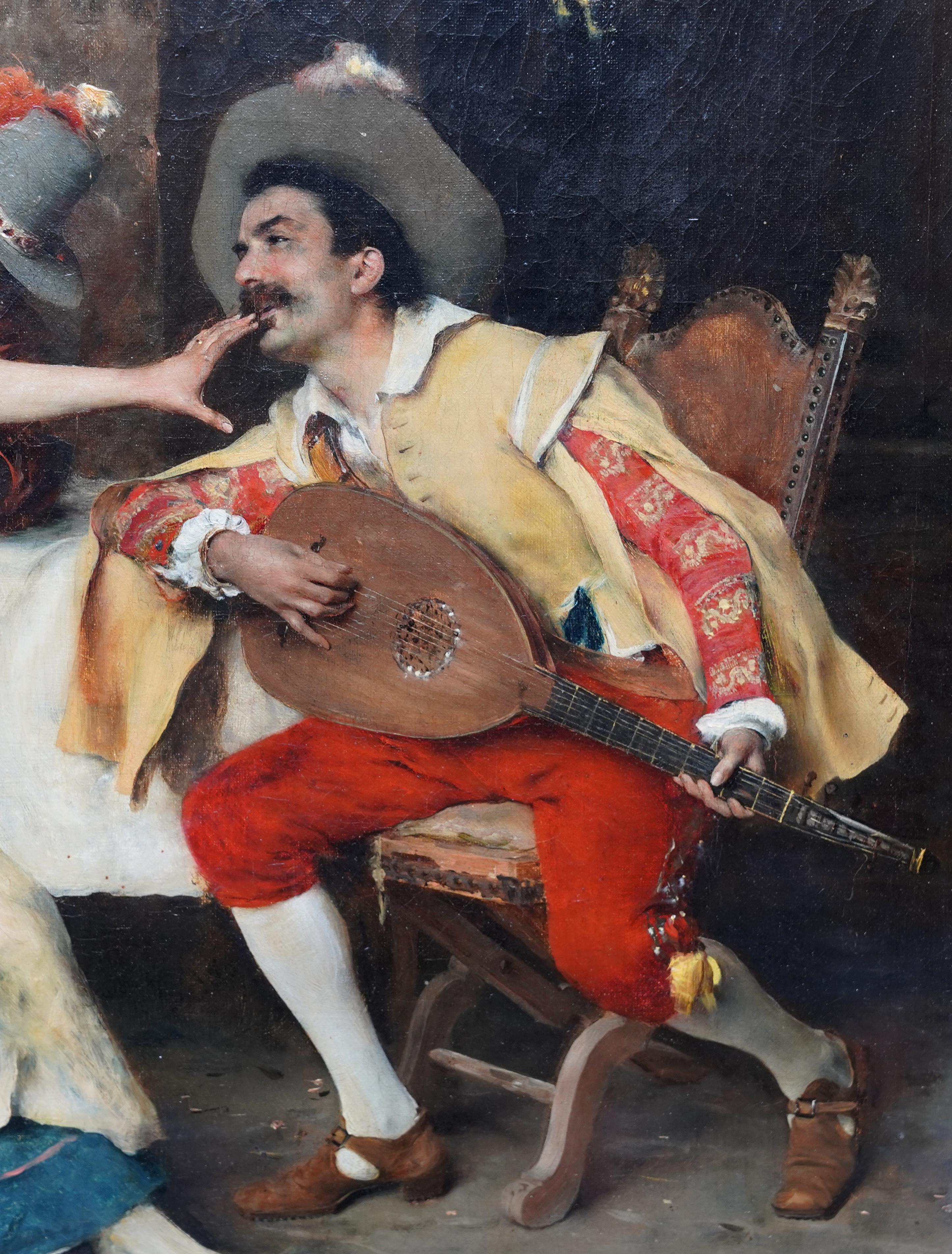 The Serenade - Italian 19th century art figurative oil painting musicians For Sale 3