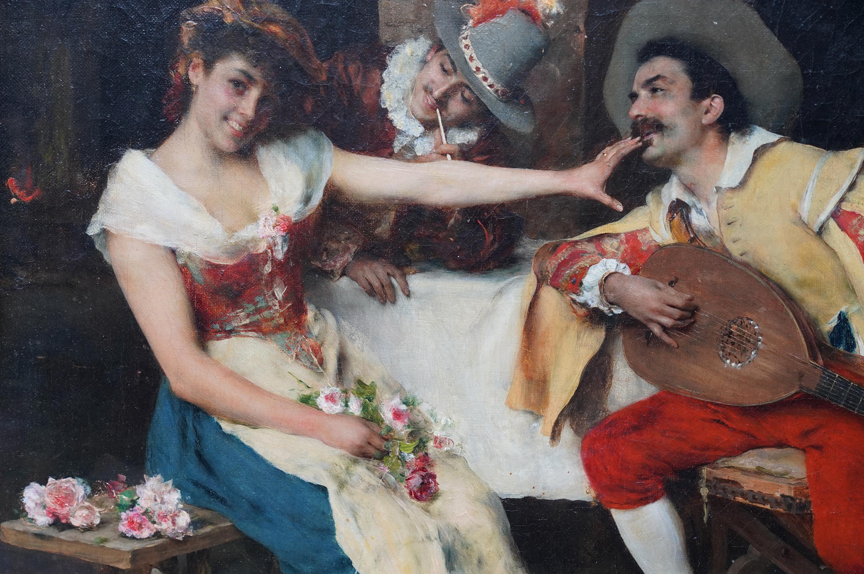 The Serenade - Italian 19th century art figurative oil painting musicians For Sale 4