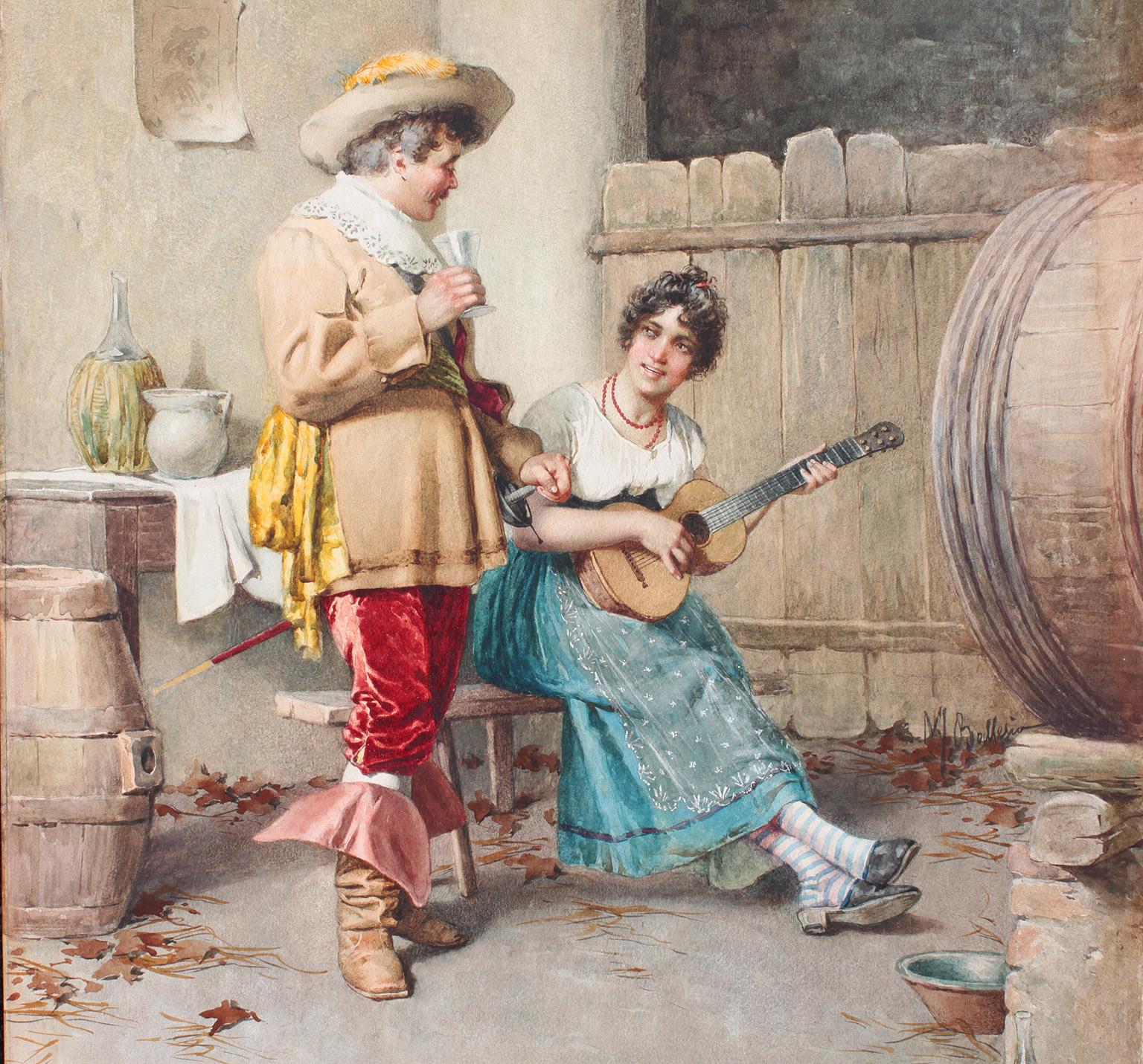 Country Federico Ballesio Attributed 'Italian, 19th Century' Watercolor 