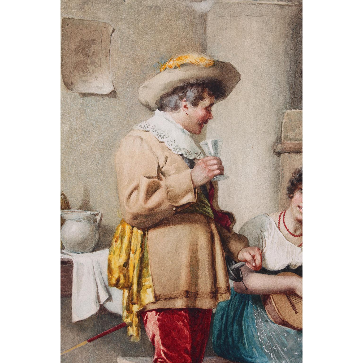 Early 20th Century Federico Ballesio Attributed 'Italian, 19th Century' Watercolor 